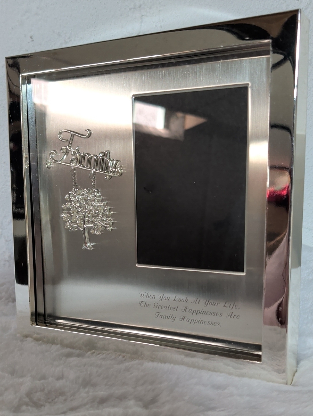 Things Remembered Gift Tree Of Life  Photo Frame Shiny Chrome Happiness EUC